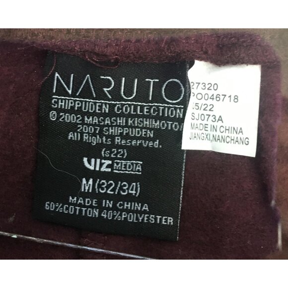 Naruto Shippuden Shorts Mens Medium 32-34 Burgundy Jogger Graphic Ramen Anime - Picture 6 of 15
